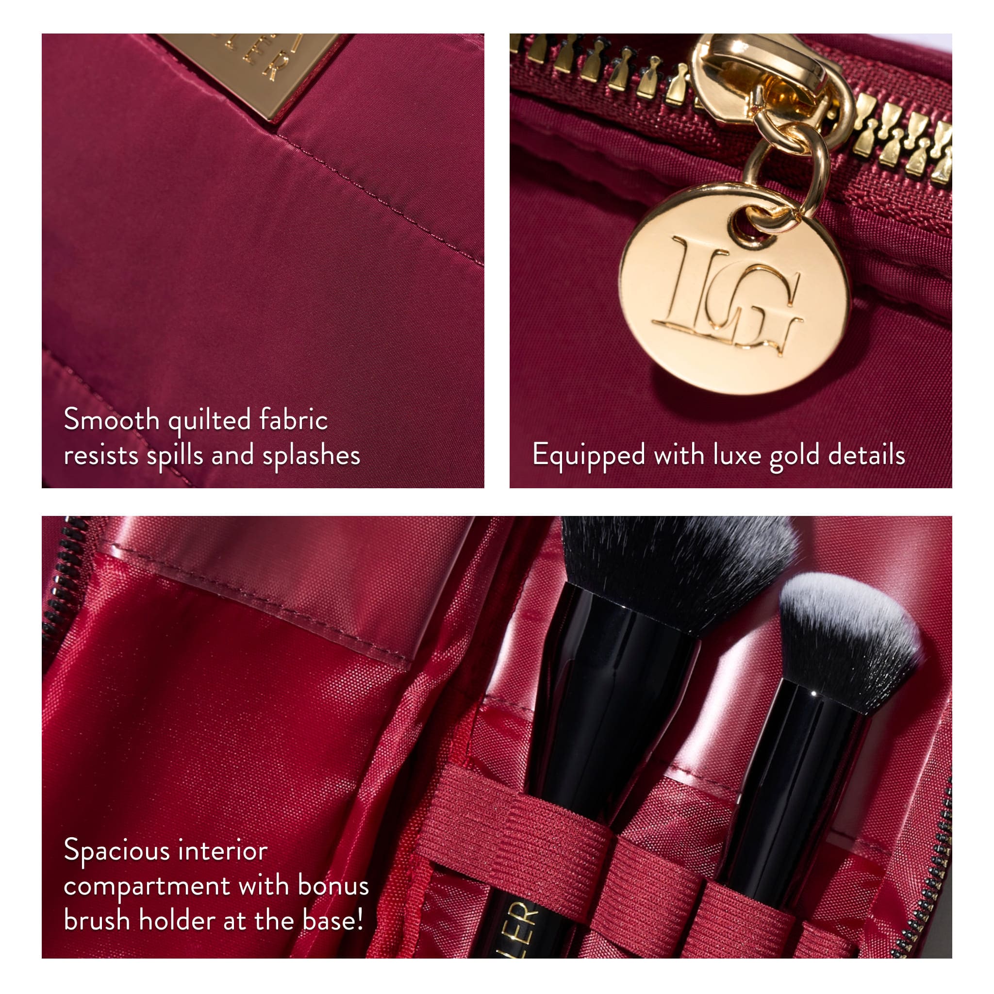 Quilted Makeup Bag with Brush Case