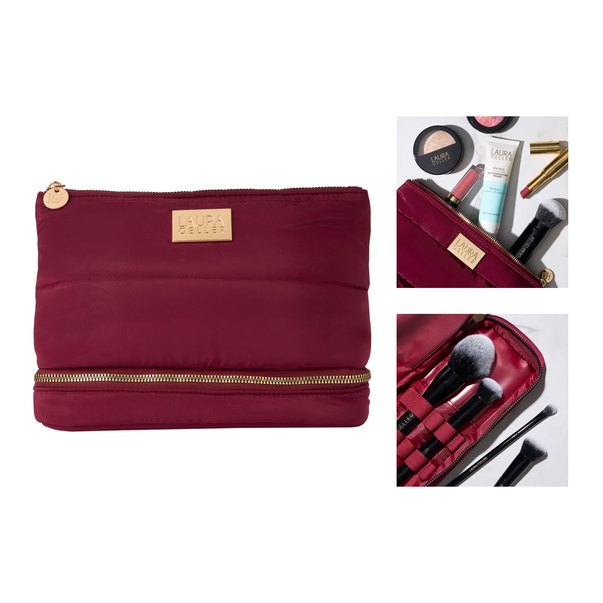 Quilted Makeup Bag with Brush Case